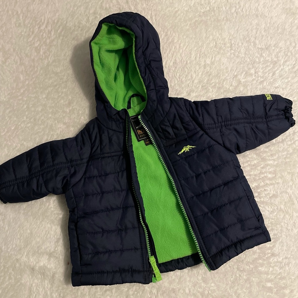 Pacific trail baby winter jacket, Blue and green. Size 6 months.